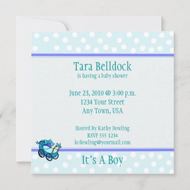 Invitaciones a la ducha para bebés con Stroller (Anverso)