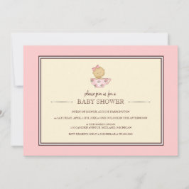 Invitaciones a la ducha para bebés con té rosado