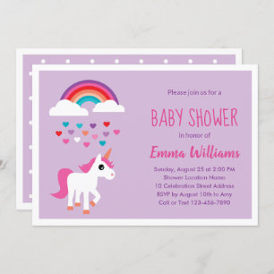 Invitaciones a la ducha para bebés con unicornio r