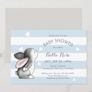 Invitaciones a la ducha para bebés conejito Blue G
