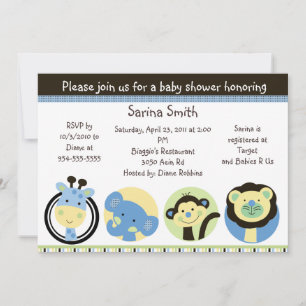 Invitaciones a la ducha para bebés de Animal Park