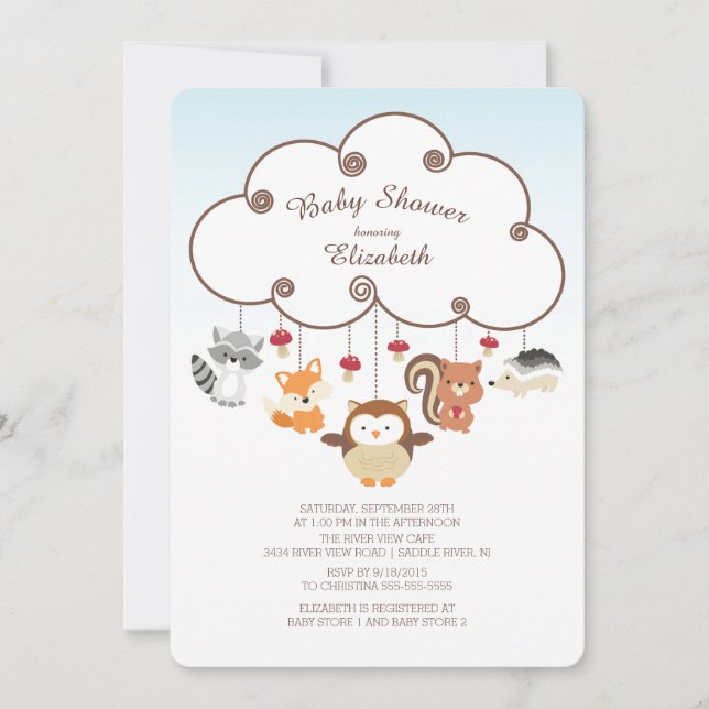 Invitaciones a la ducha para bebés de animales de  (Anverso)