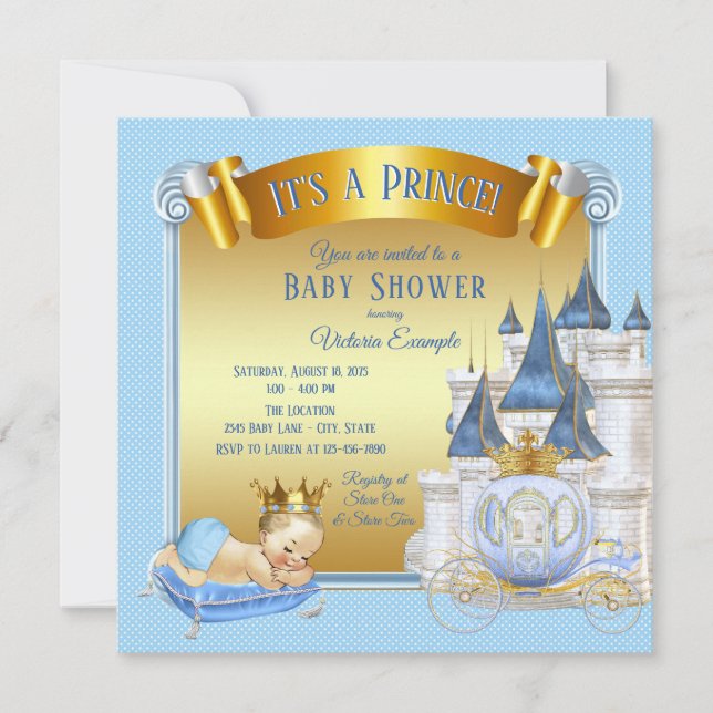 Invitaciones a la ducha para bebés de Baby Blue Go (Anverso)