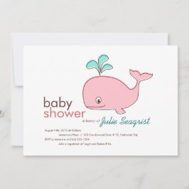 Invitaciones a la ducha para bebés de ballena rosa