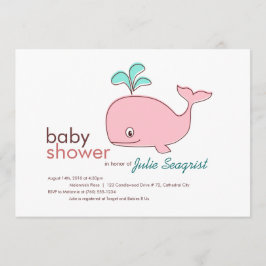 Invitaciones a la ducha para bebés de ballena rosa
