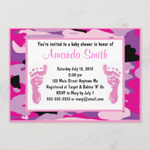 Invitaciones a la ducha para bebés de camuflaje ro