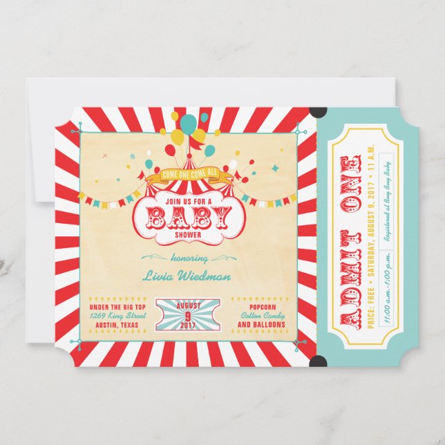 Invitaciones a la ducha para bebés de Carnaval (Anverso)