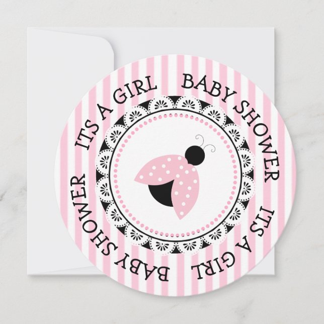 Invitaciones a la ducha para bebés de Chica Ladybu (Anverso)