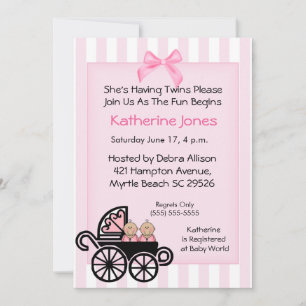 Invitaciones a la ducha para bebés de Chicas gemel