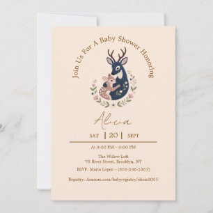 Invitaciones a la ducha para bebés de ciervos y ma
