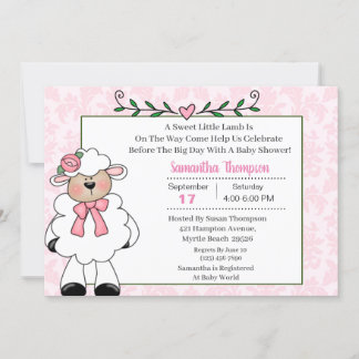 Invitaciones a la ducha para bebés de color rosa d