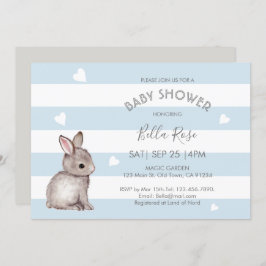 Invitaciones a la ducha para bebés de conejo gris