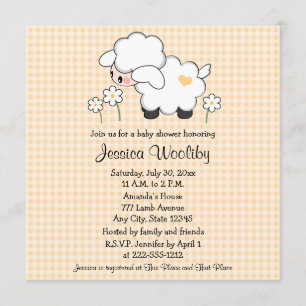 Invitaciones a la ducha para bebés de cordero para