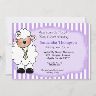 Invitaciones a la ducha para bebés de cordero (púr