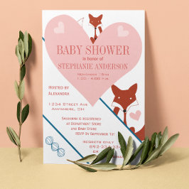 Invitaciones a la ducha para bebés de Fox y Hearts