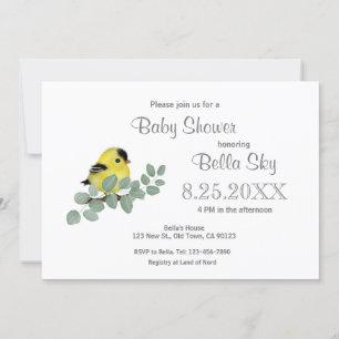 Invitaciones a la ducha para bebés de Goldfinch