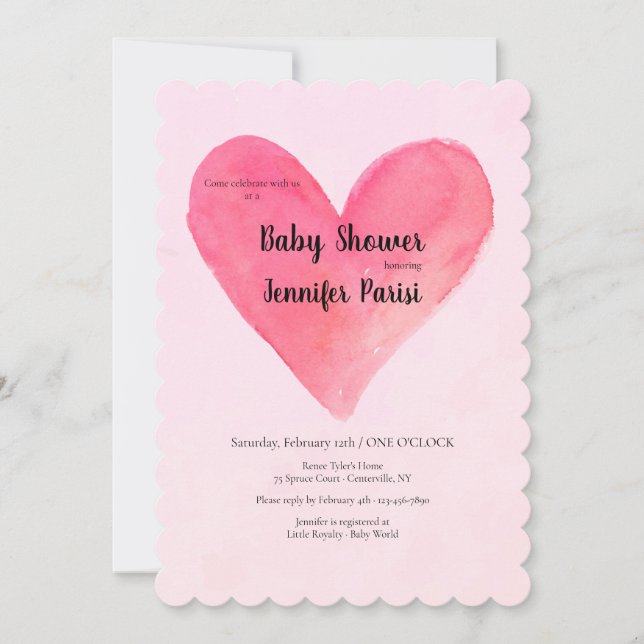 Invitaciones a la ducha para bebés de gran corazón (Anverso)