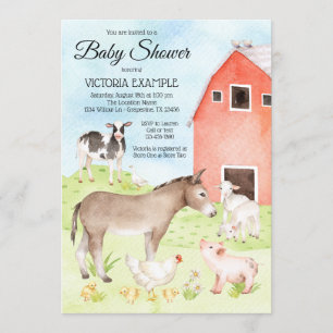 Invitaciones a la ducha para bebés de granja