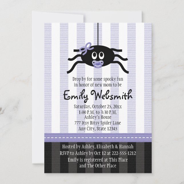 Invitaciones a la ducha para bebés de Halloween co (Anverso)