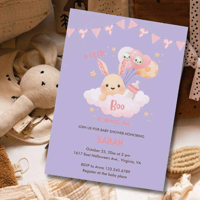 Invitaciones a la ducha para bebés de Halloween ro (Little Boo Pink Halloween Baby Shower Invitations)