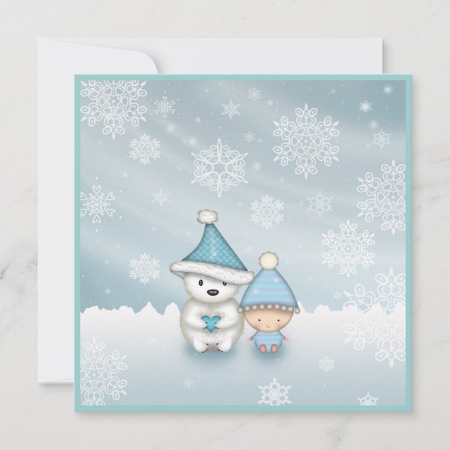 Invitaciones a la ducha para bebés de invierno (Anverso)