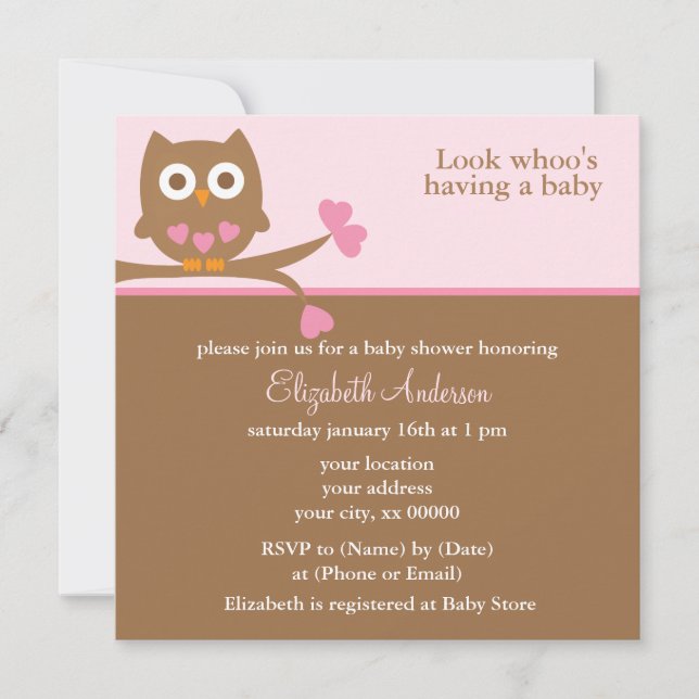 Invitaciones a la ducha para bebés de Leche Rosa (Anverso)