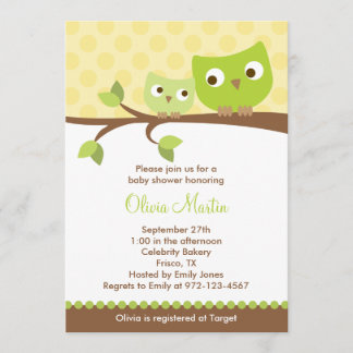 Invitaciones a la ducha para bebés de Lechuzas Ver