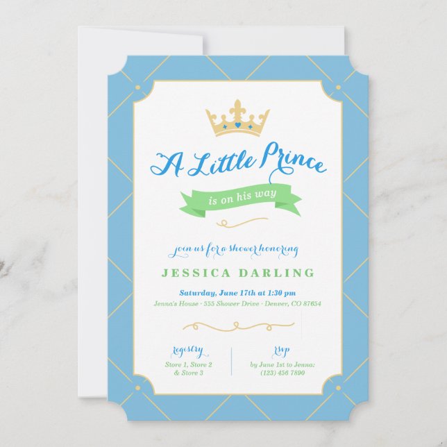 Invitaciones a la ducha para bebés de Little Princ (Anverso)