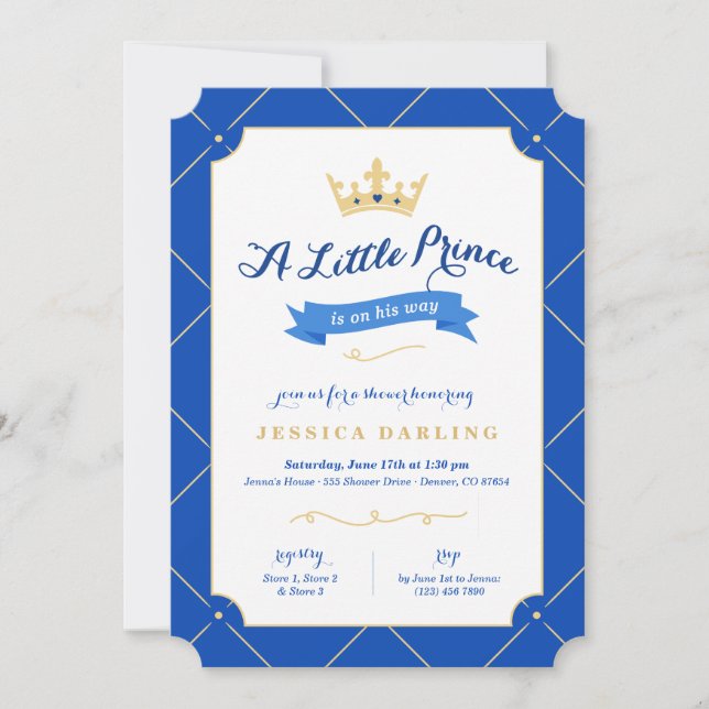 Invitaciones a la ducha para bebés de Little Princ (Anverso)