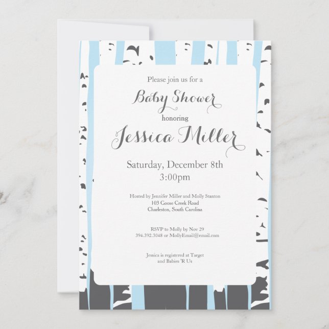 Invitaciones a la ducha para bebés de los Blue Asp (Anverso)