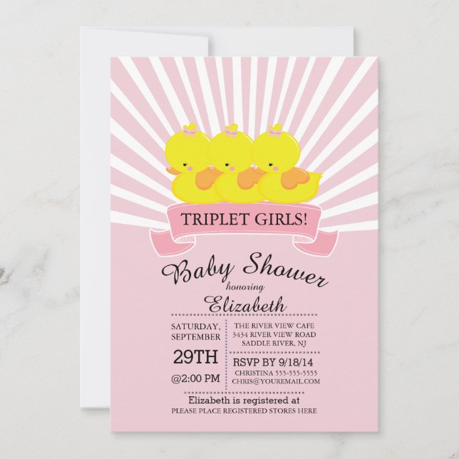 Invitaciones a la ducha para bebés de los Chicas t (Anverso)