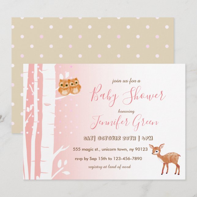 Invitaciones a la ducha para bebés de los ciervos  (Anverso / Reverso)