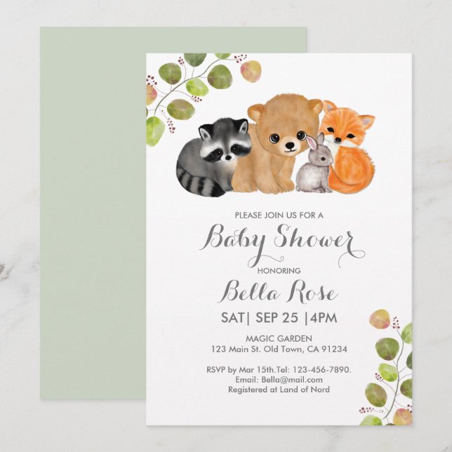 Invitaciones a la ducha para bebés de Raccoon Bunn (Anverso / Reverso)