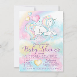 Invitaciones a la ducha para bebés de unicornio pa