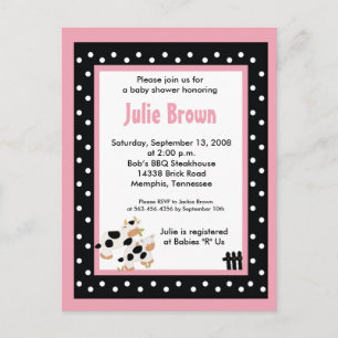 Invitaciones a la ducha para bebés de vaca moo ros