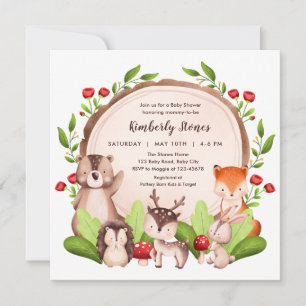 Invitaciones a la ducha para bebés de Woodland (an