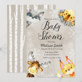 Invitaciones a la ducha para bebés de Woodland Ani