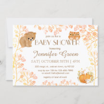 Invitaciones a la ducha para bebés de Woodland Bea