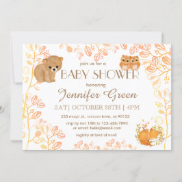 Invitaciones a la ducha para bebés de Woodland Bea