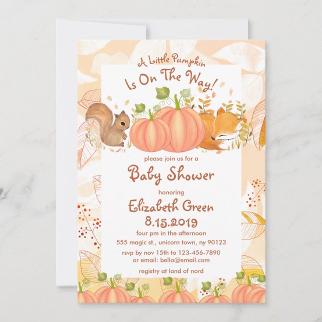 Invitaciones a la ducha para bebés de Woodland en  (Anverso)