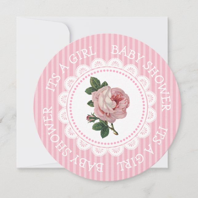 Invitaciones a la ducha para bebés del Chica Rosa  (Anverso)