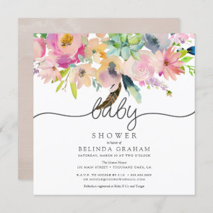 Invitaciones a la ducha para bebés  Dulces florals