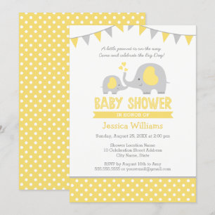 Invitaciones a la ducha para bebés elefantes   Ama