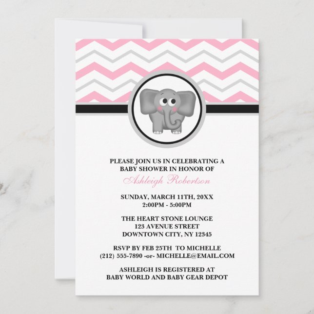 Invitaciones a la ducha para bebés elefantes de co (Anverso)