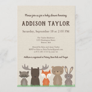 Invitaciones a la ducha para bebés en Woodland