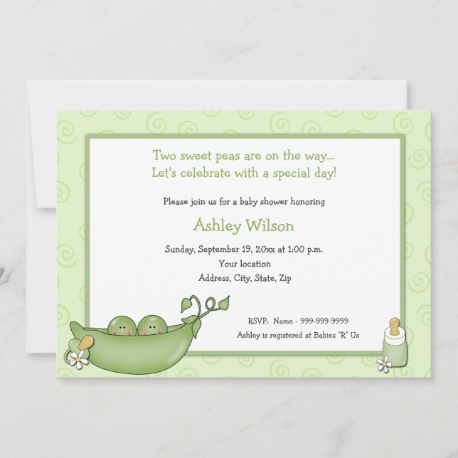 Invitaciones a la ducha para bebés gemelos (Anverso)