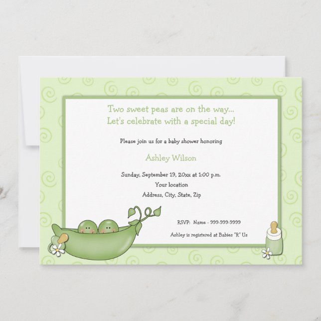 Invitaciones a la ducha para bebés gemelos (Anverso)