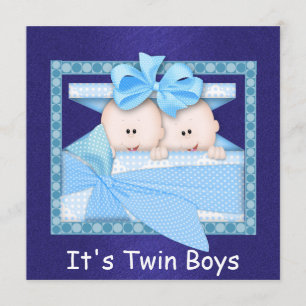 Invitaciones a la ducha para bebés gemelos BLUE