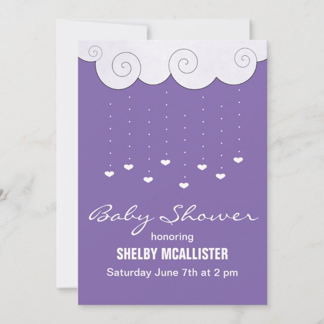 Invitaciones a la ducha para bebés Hearts (Anverso)
