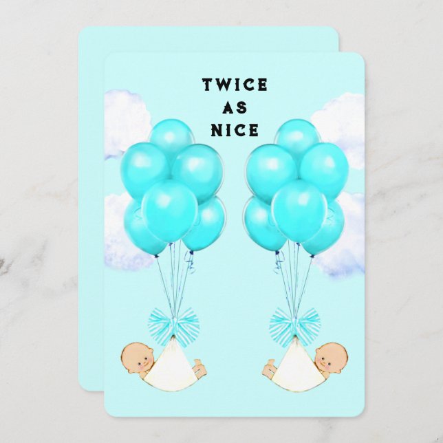 Invitaciones a la ducha para bebés para niños geme (Anverso / Reverso)